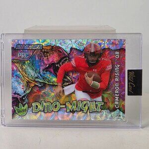 Cameron Rising QB 2023 Wild Card Illumination PRC 10/25 Dino-Might Football Card